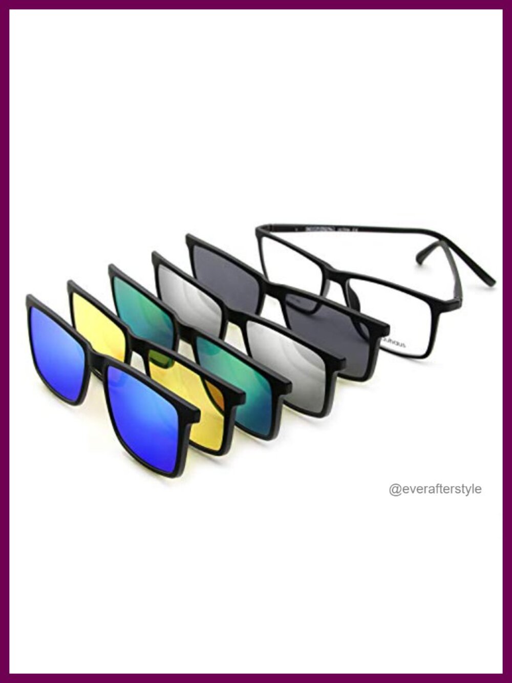 Magnetic Clip On Polarized Sunglasses Square Fit Over Frame 5 Lenses UV400